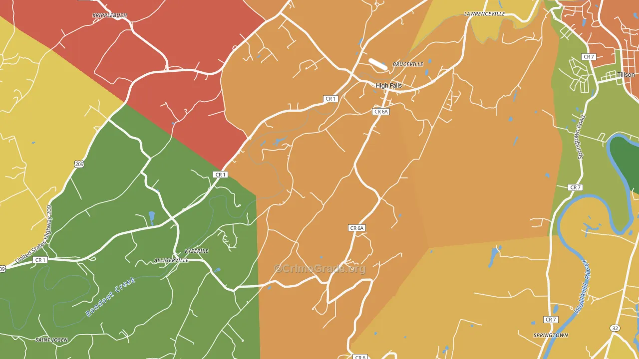 High Falls, NY Map of Robbery Rates