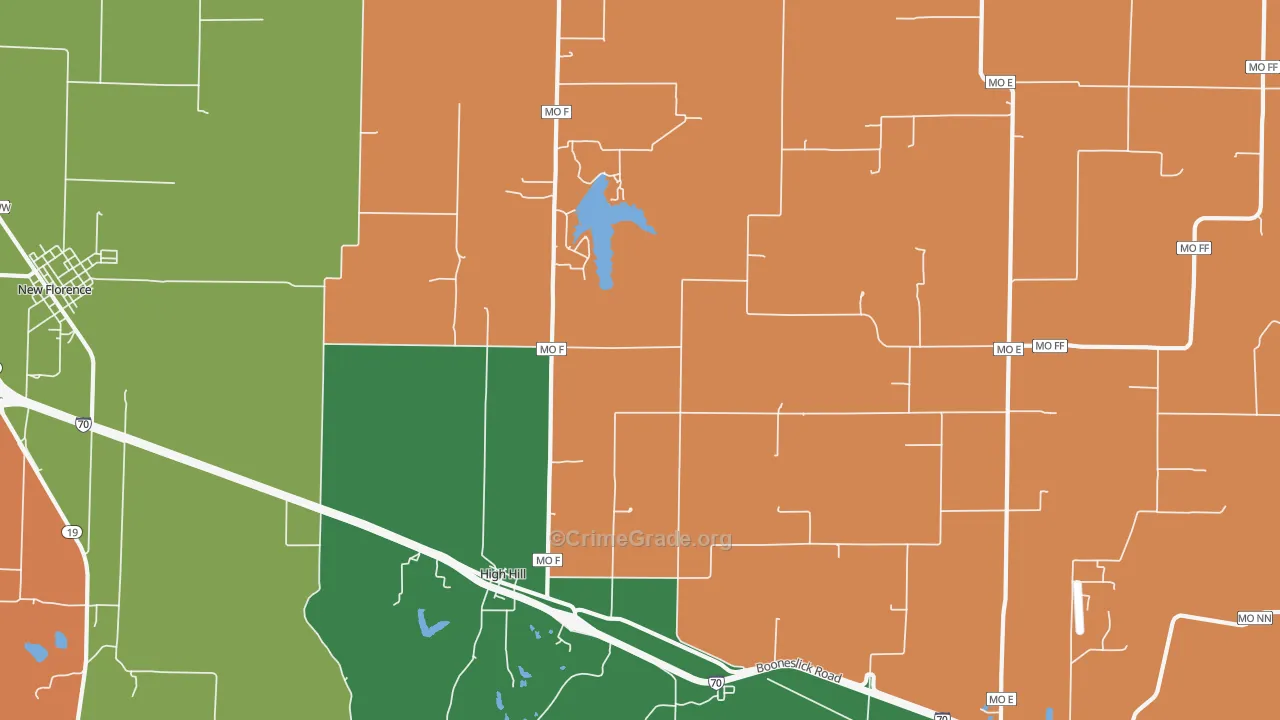 High Hill, MO Map of Robbery Rates