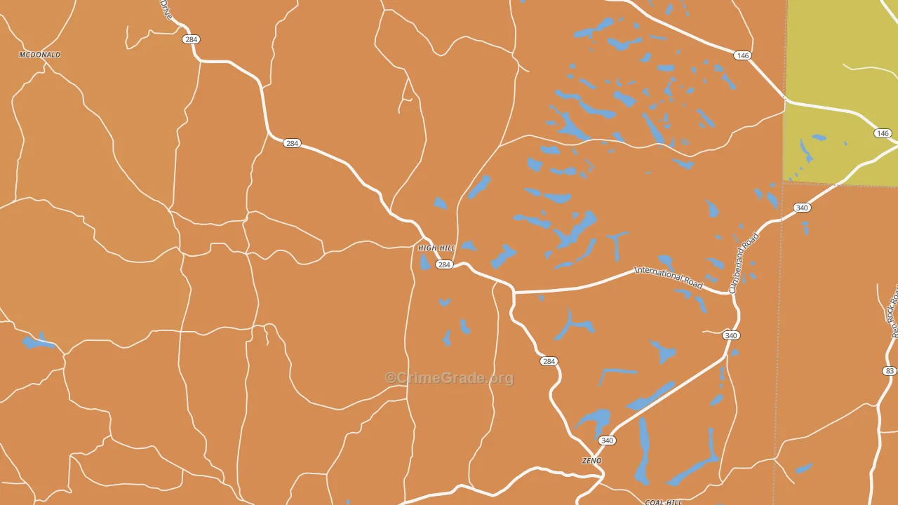 High Hill, OH Map of Robbery Rates
