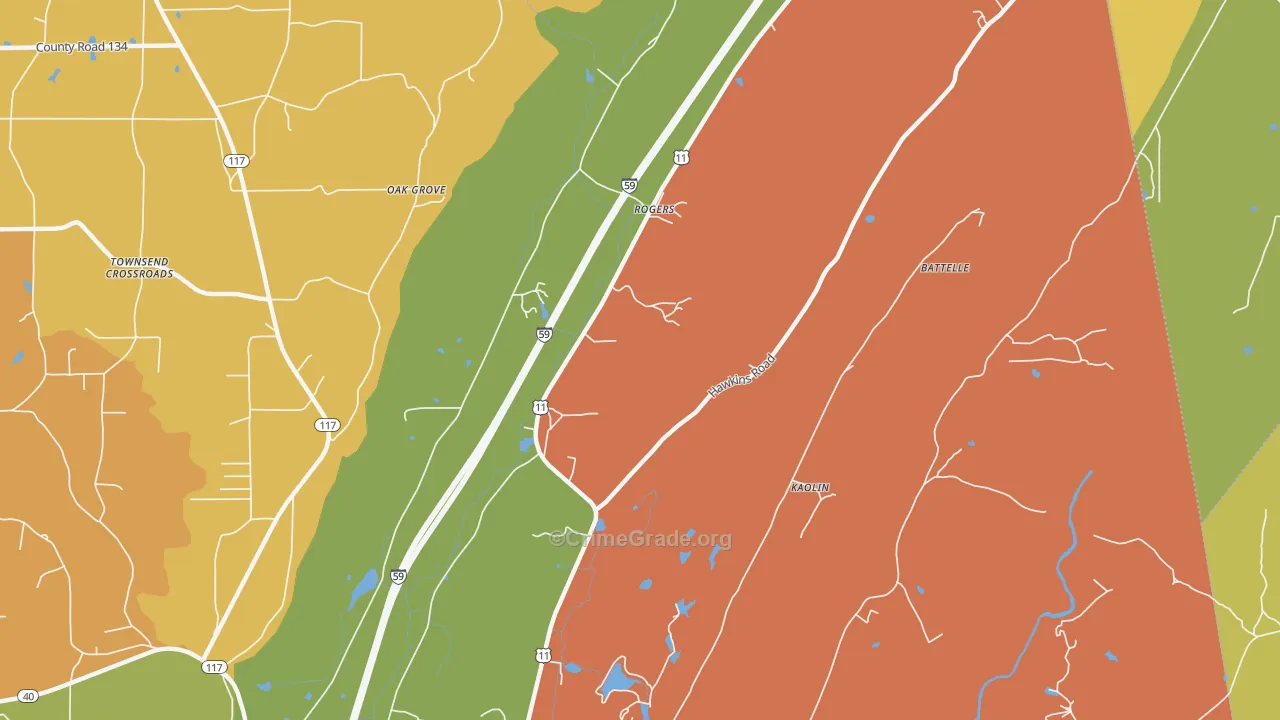 High Point, AL Map of Robbery Rates