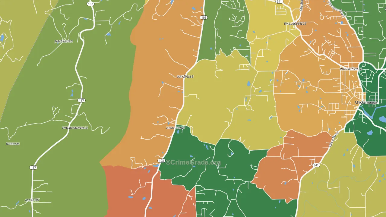 High Point, GA Map of Robbery Rates