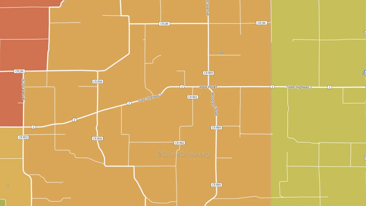 High Point, IA Map of Robbery Rates