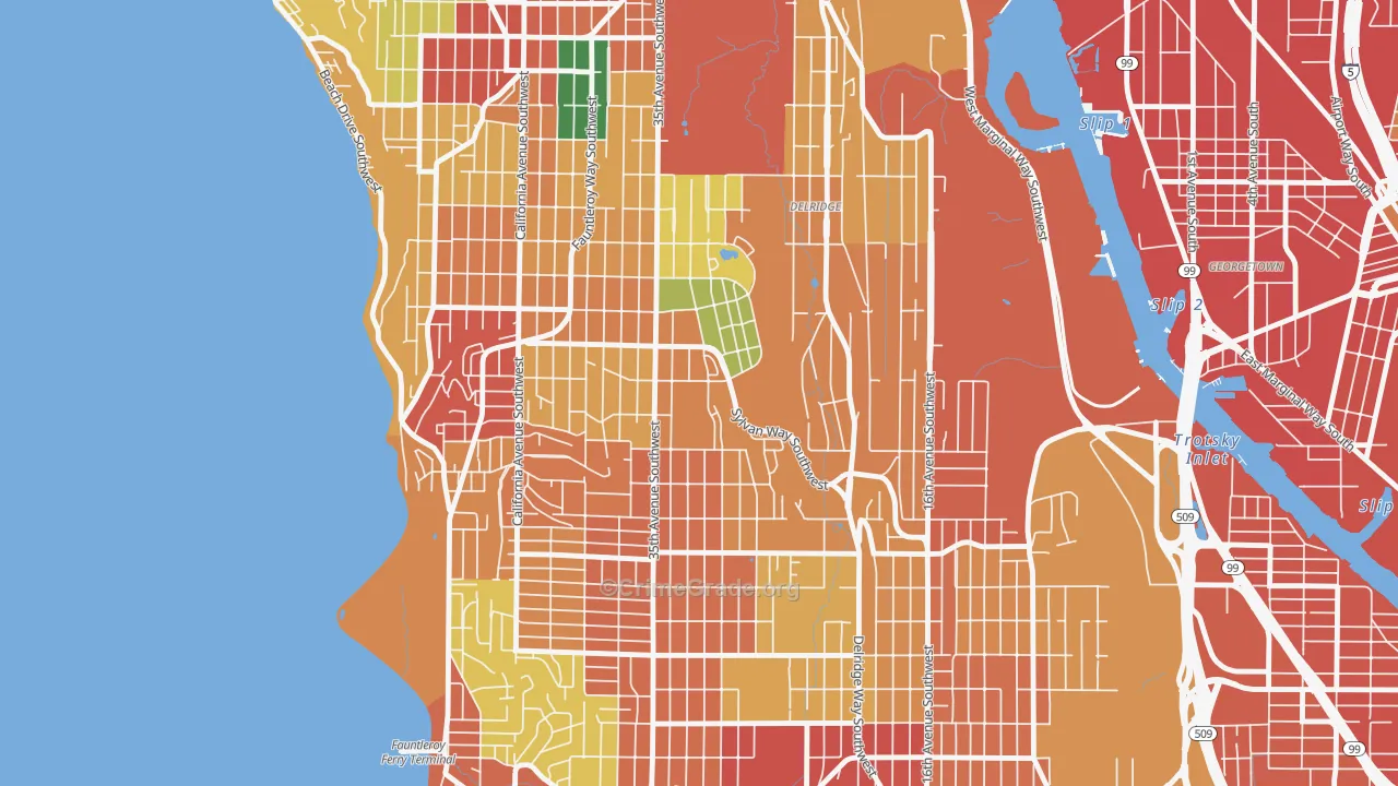 High Point, Seattle, WA Map of Robbery Rates