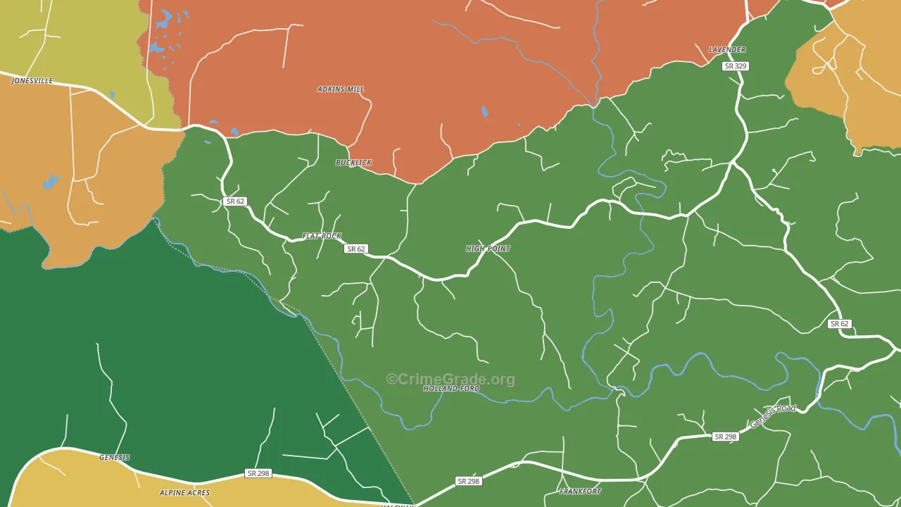 High Point, TN Map of Robbery Rates