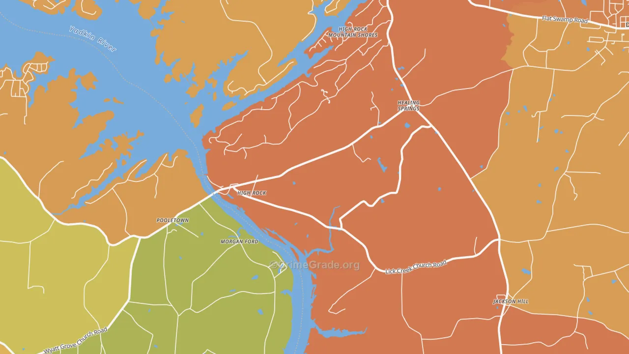 High Rock, NC Map of Robbery Rates