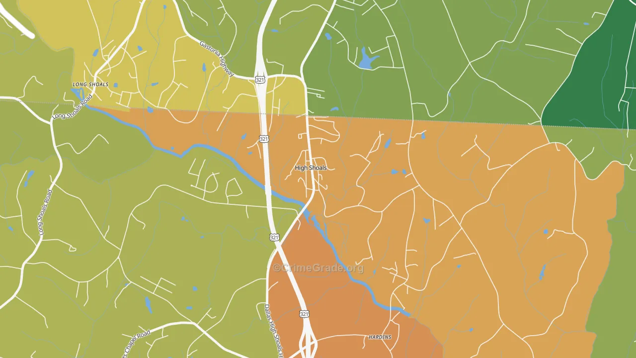 High Shoals, NC Map of Robbery Rates
