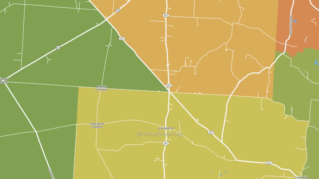 High Water, OH Map of Robbery Rates