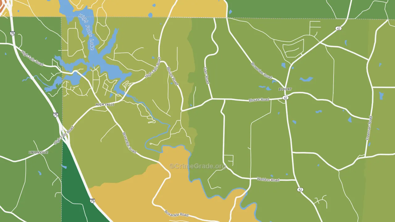 Highfalls, GA Map of Robbery Rates