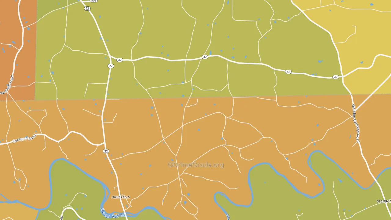Highfalls, NC Map of Robbery Rates