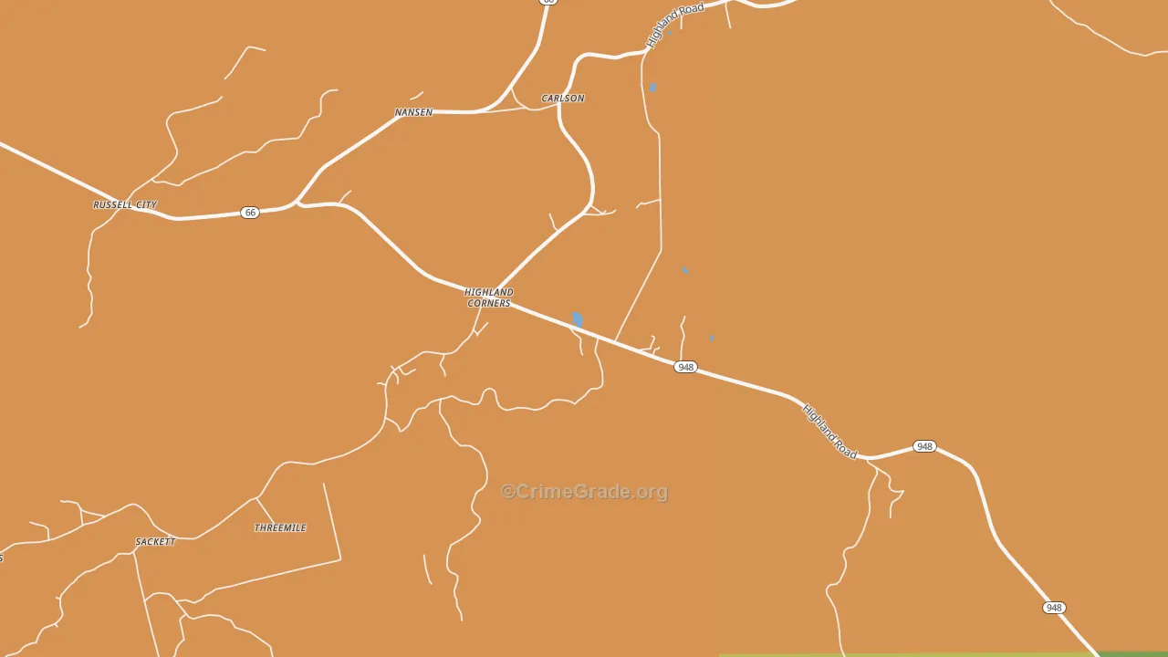 Highland Corners, PA Map of Robbery Rates