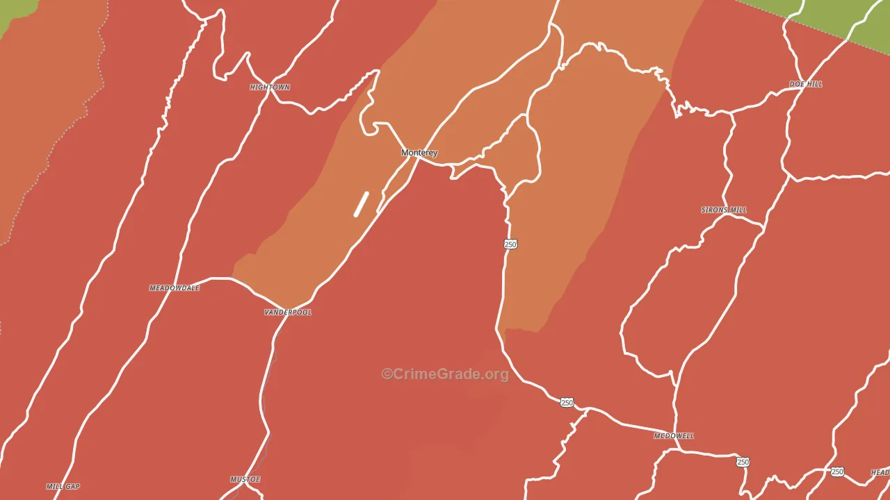 Highland County, VA Map of Robbery Rates