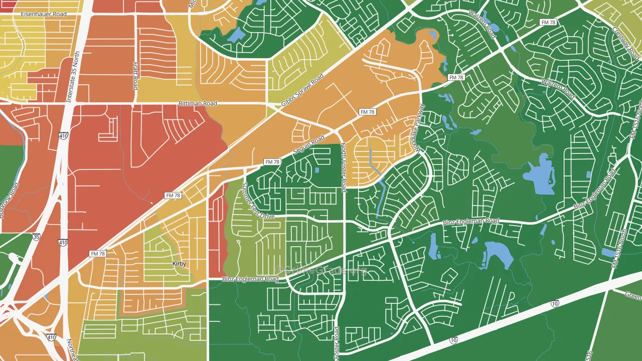 Highland Farms-San Antonio, San Antonio, TX Map of Robbery Rates