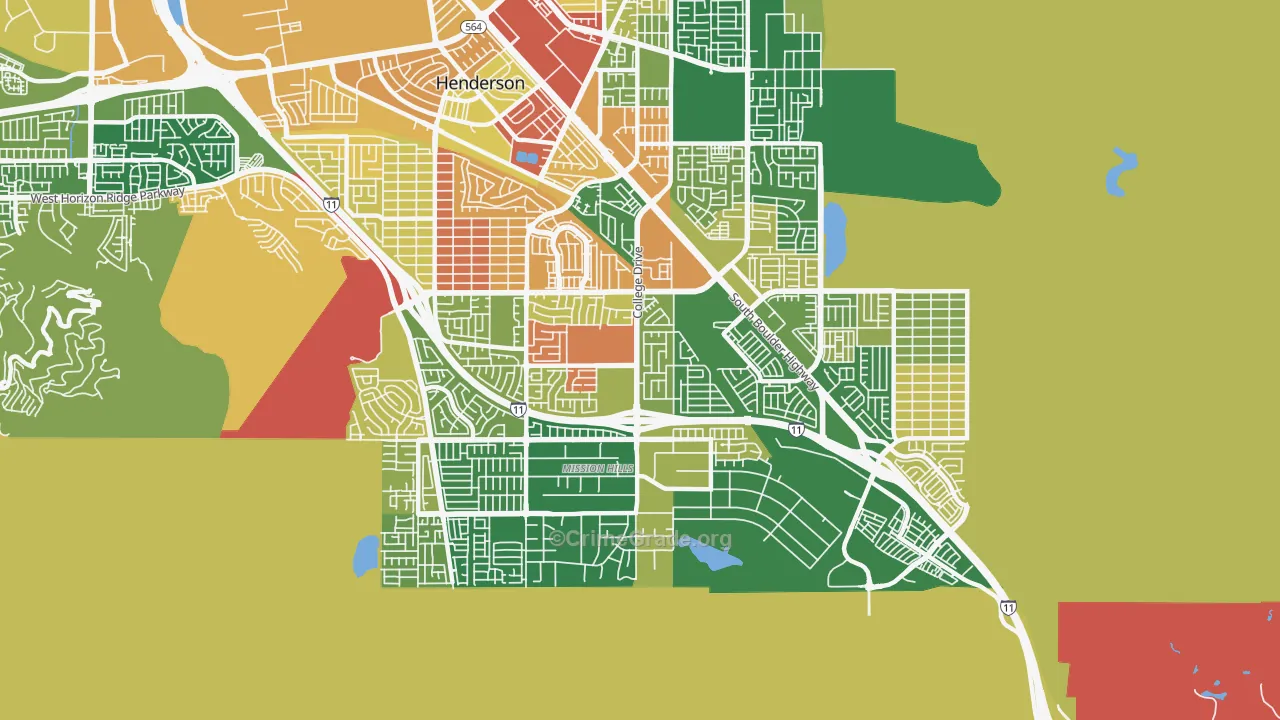 Highland Hills, Henderson, NV Map of Robbery Rates