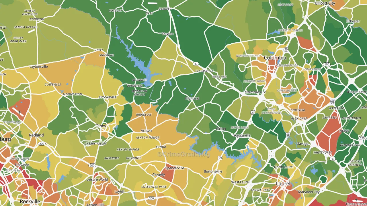 Highland, MD Map of Robbery Rates