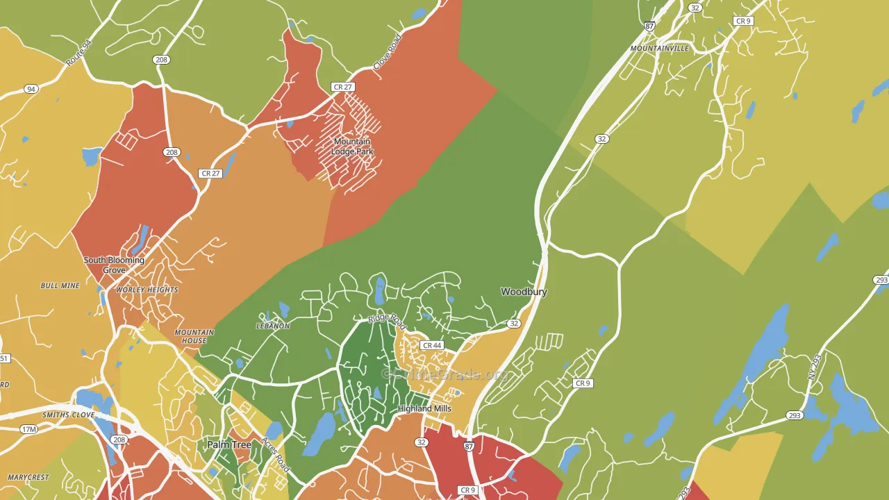 Highland Mills, NY Map of Robbery Rates
