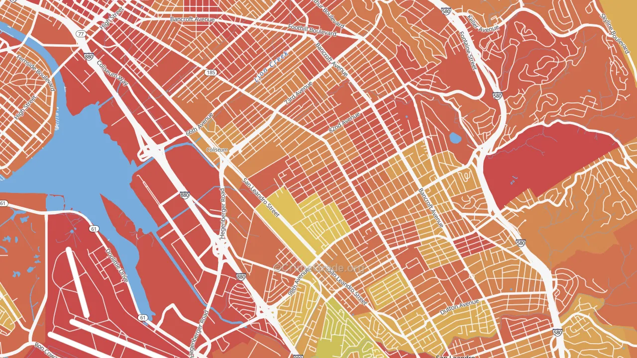 Highland, Oakland, CA Map of Robbery Rates