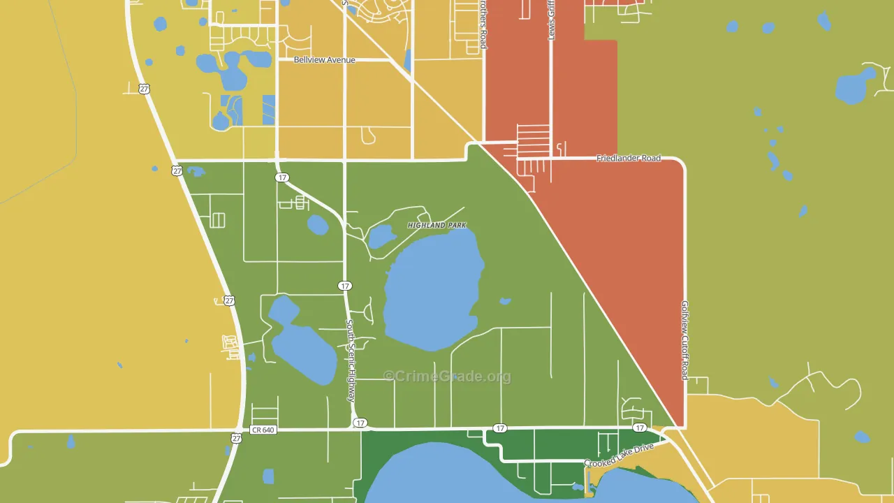 Highland Park, FL Map of Robbery Rates