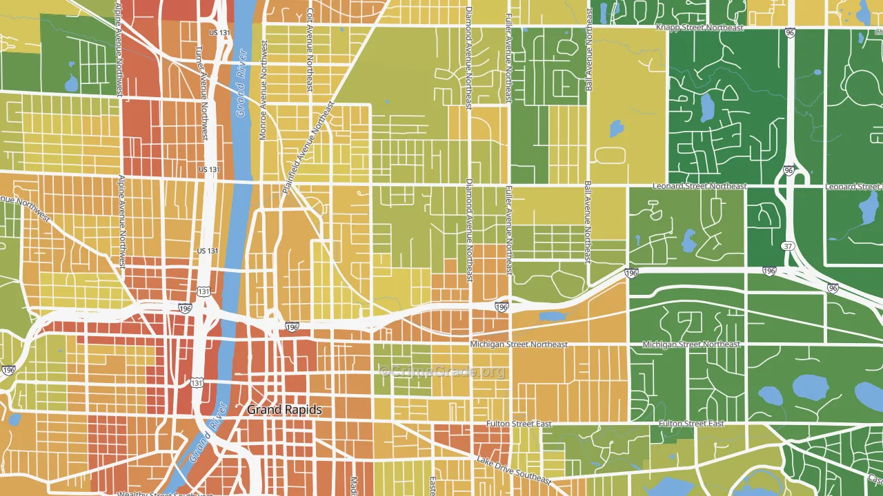 Highland Park, Grand Rapids, MI Map of Robbery Rates