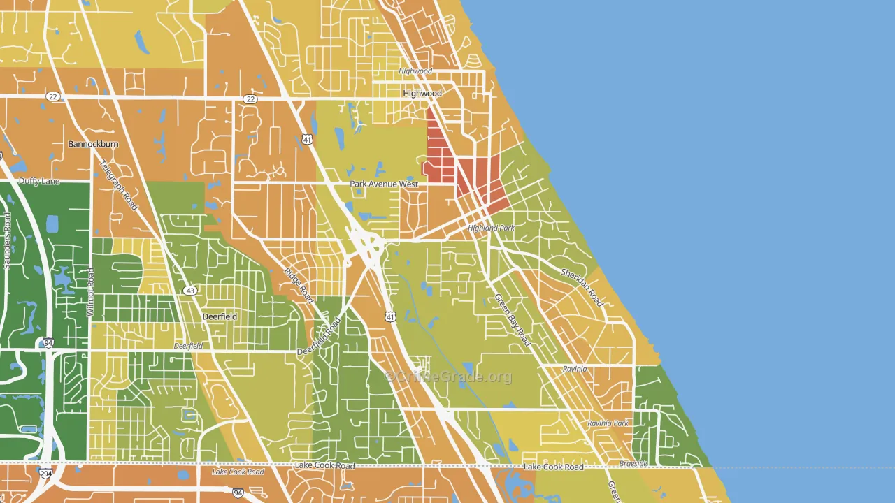 Highland Park, IL Map of Robbery Rates