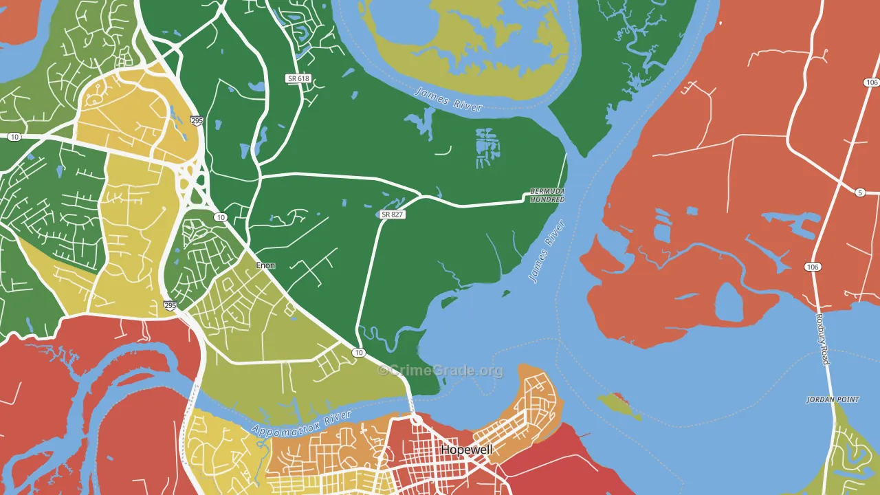 Highland Park, VA Map of Robbery Rates