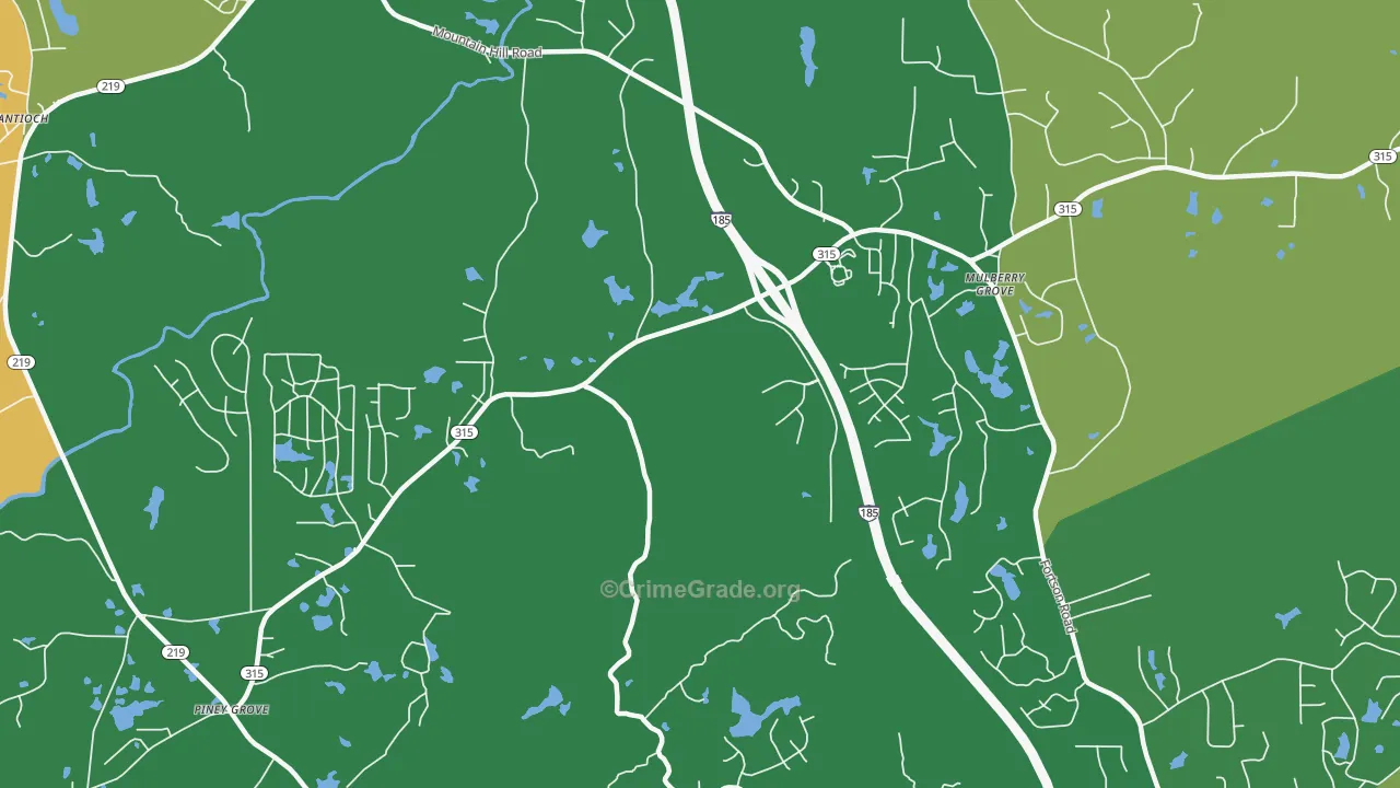 Highland Pines, GA Map of Robbery Rates
