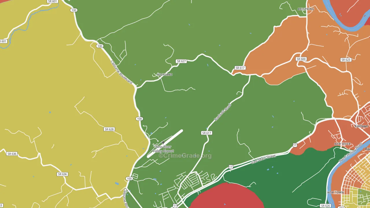Highland, VA Map of Robbery Rates
