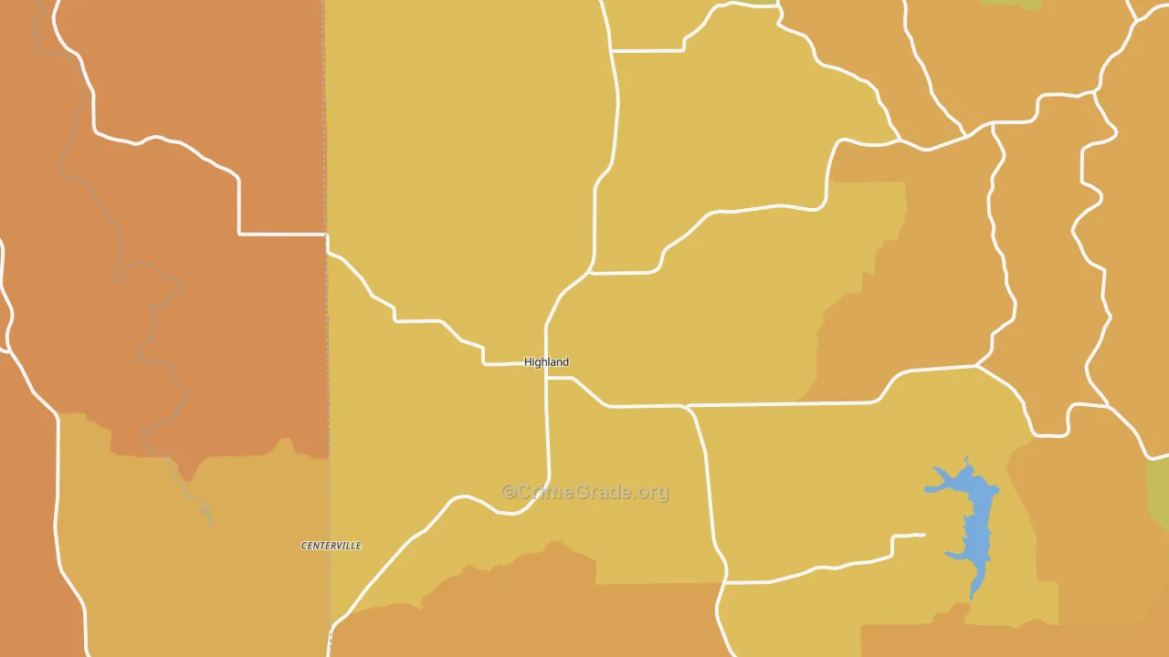 Highland, WI Map of Robbery Rates