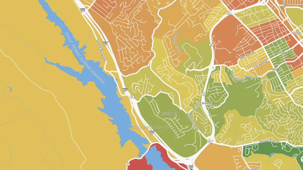 Highlands-Baywood Park, CA Map of Robbery Rates