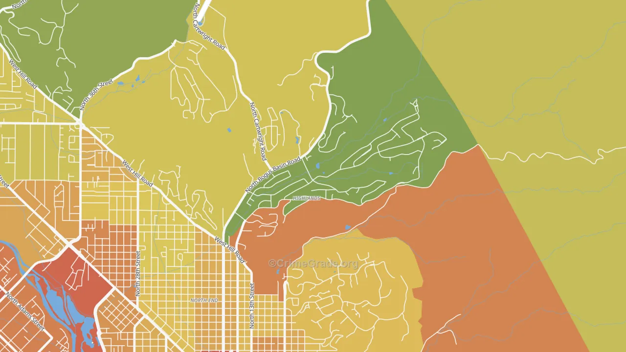 Highlands, Boise, ID Map of Robbery Rates