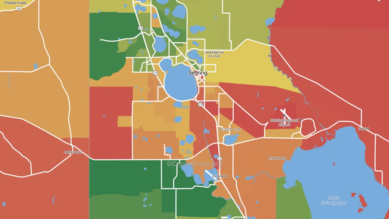 Highlands County, FL Map of Robbery Rates