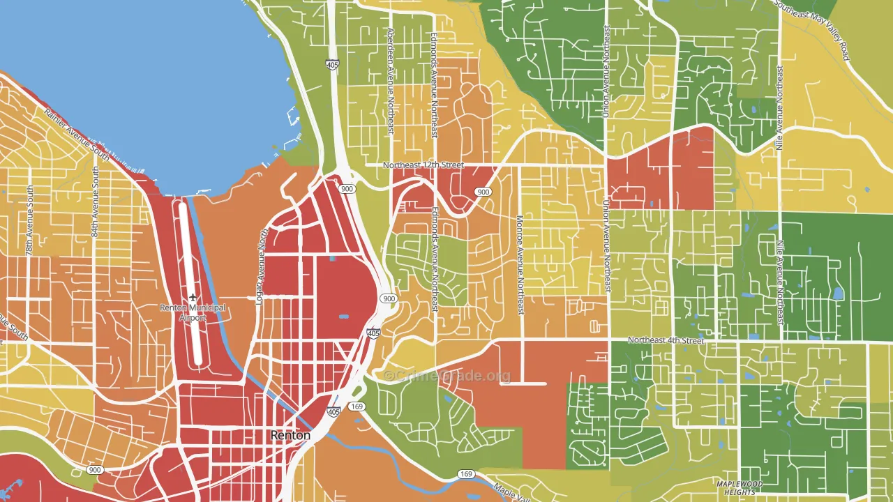 Highlands Park, Renton, WA Map of Robbery Rates