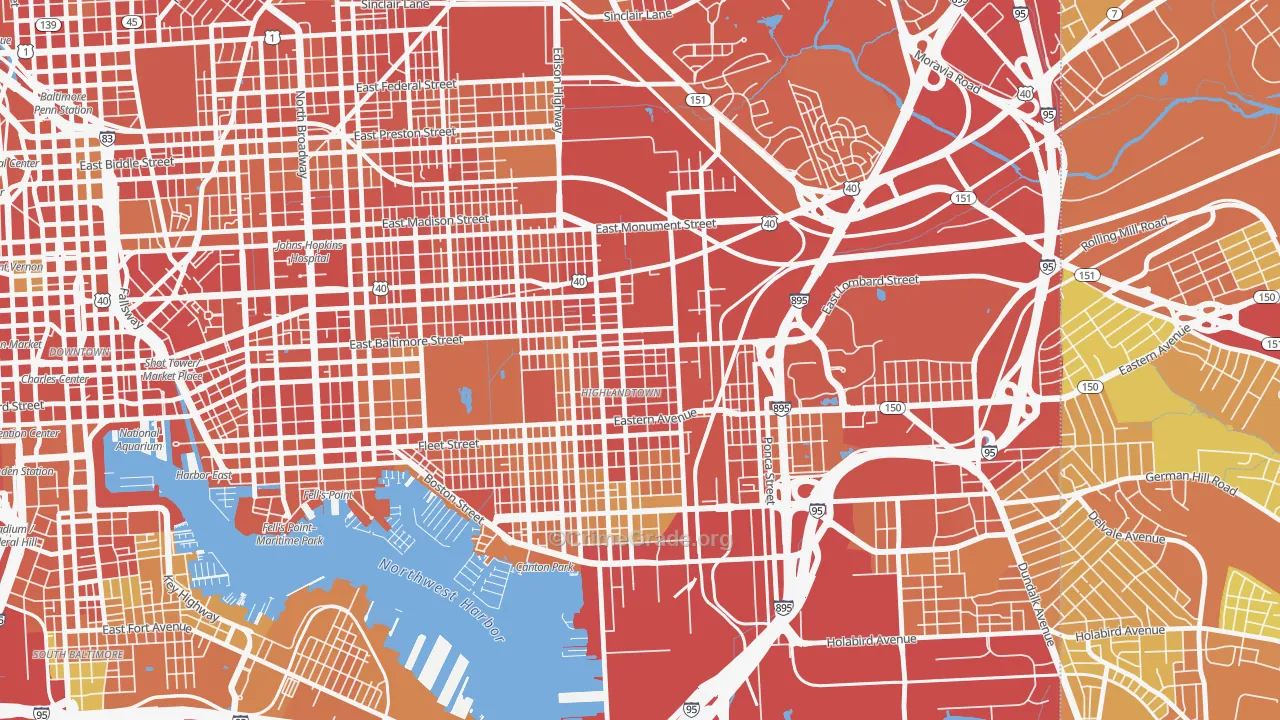 Highlandtown, Baltimore, MD Map of Robbery Rates