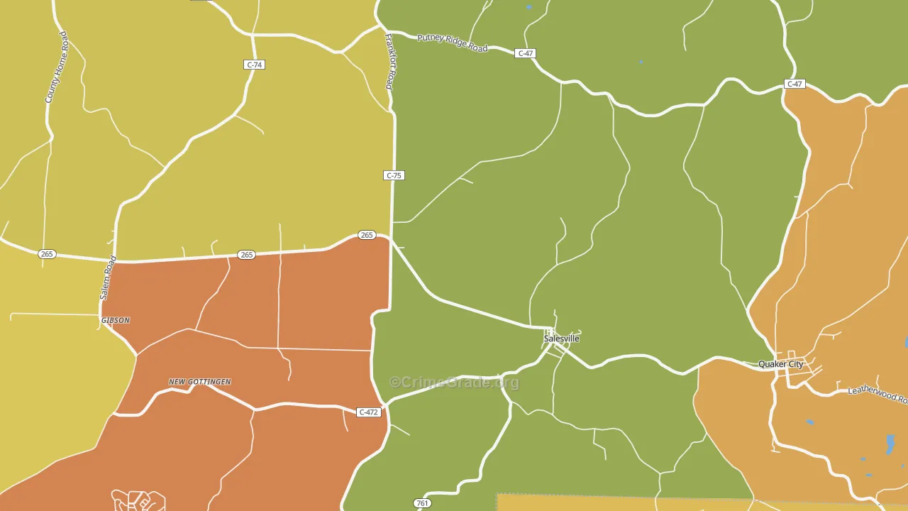 Highlandtown, OH Map of Robbery Rates