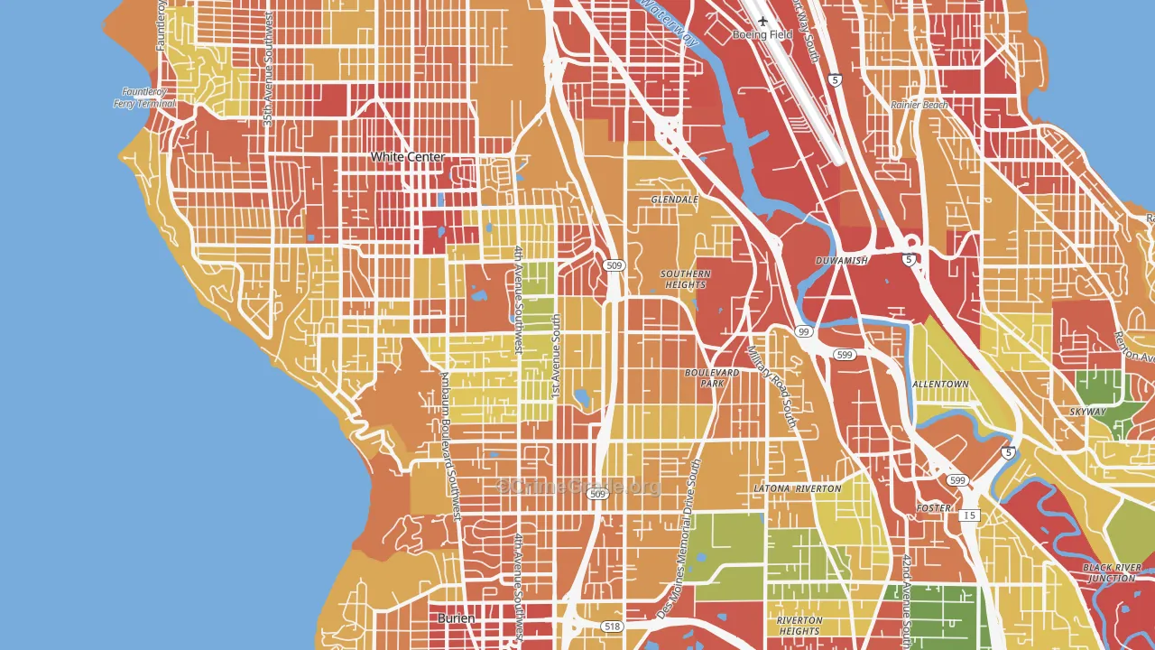 Highline, Seattle, WA Map of Robbery Rates