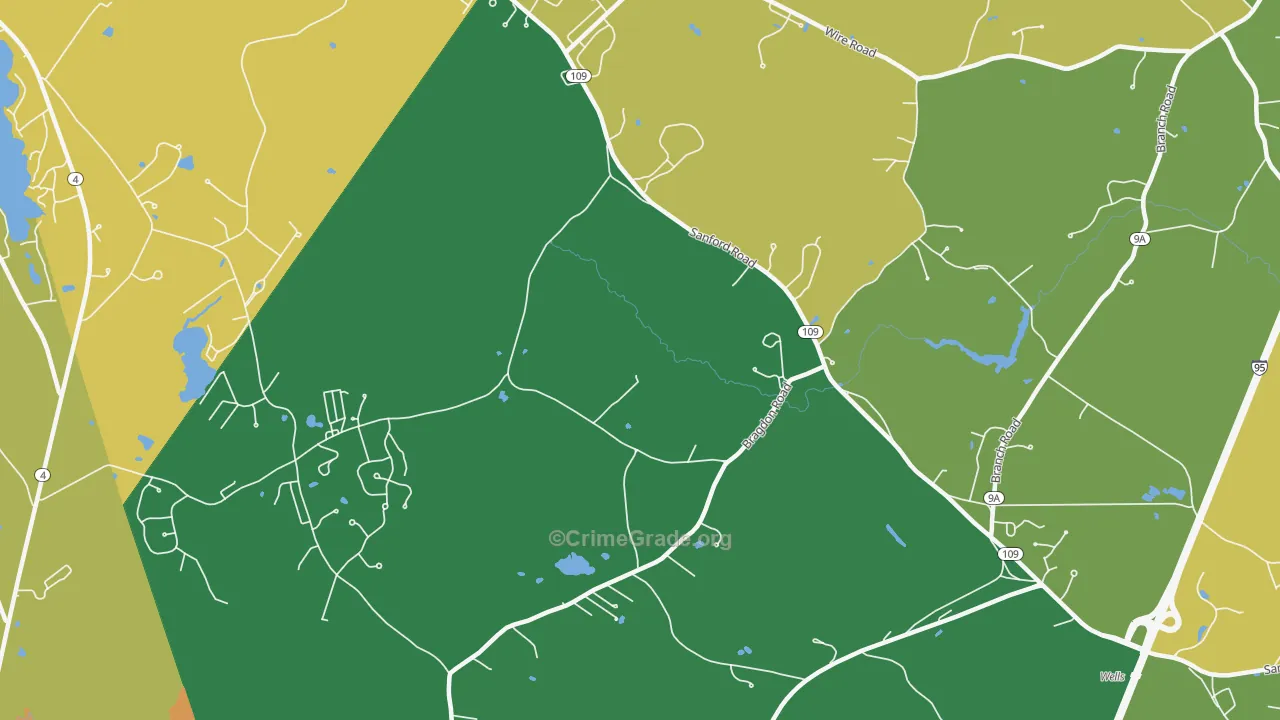 Highpine, ME Map of Robbery Rates