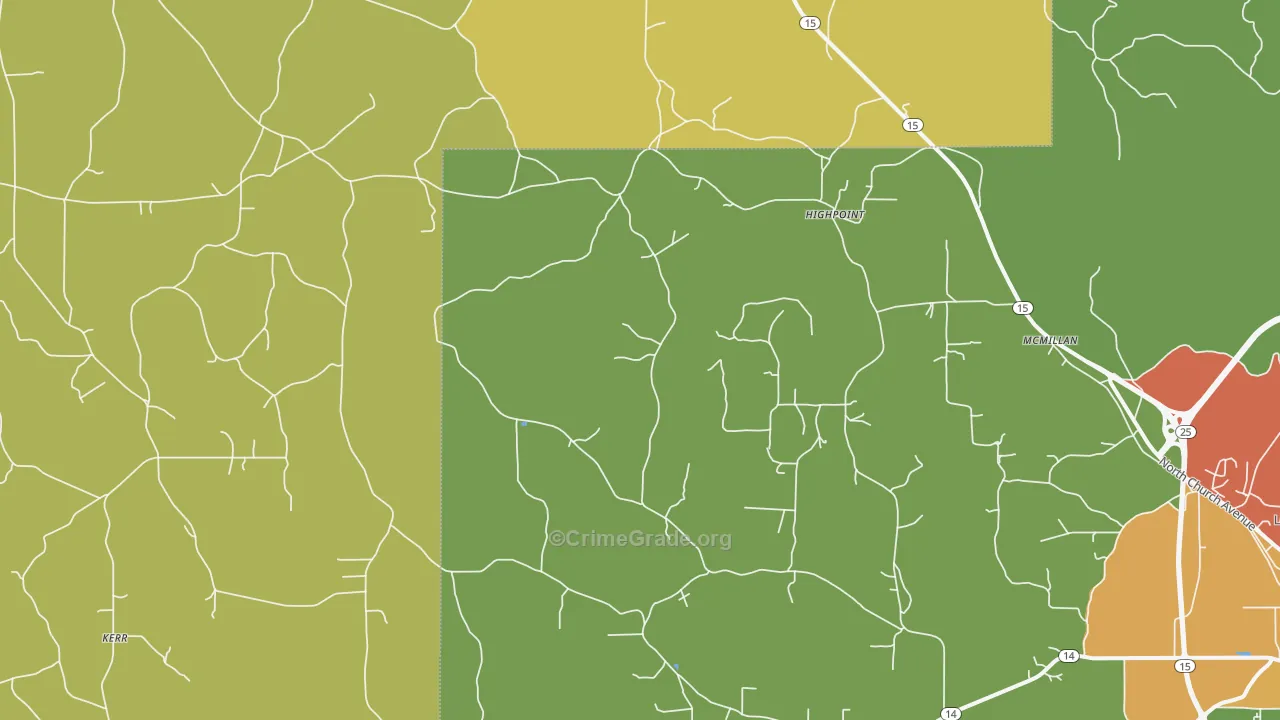 Highpoint, MS Map of Robbery Rates