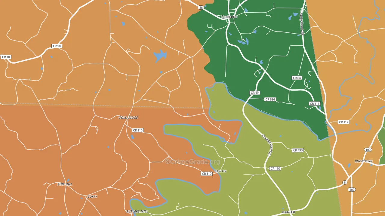 Hightower, AL Map of Robbery Rates