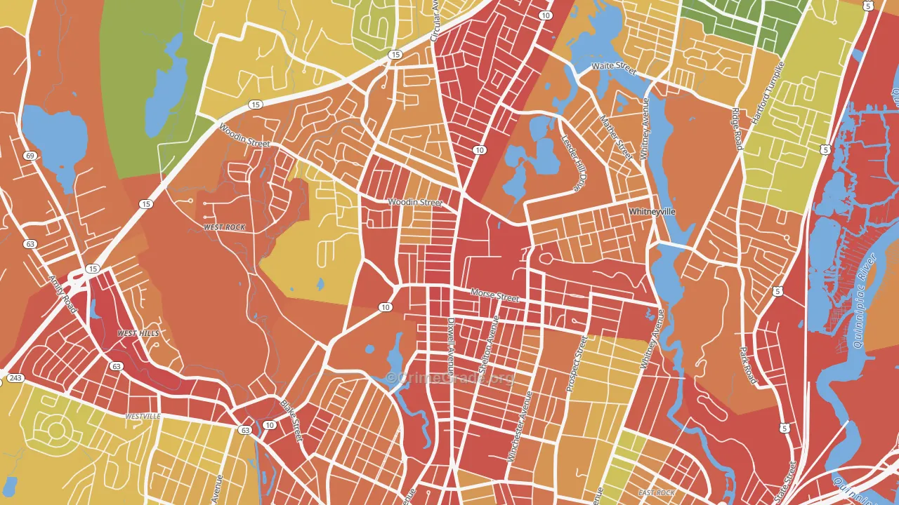 Highwood, Hamden, CT Map of Robbery Rates