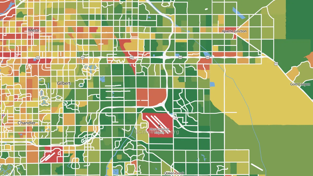 Higley, AZ Map of Robbery Rates