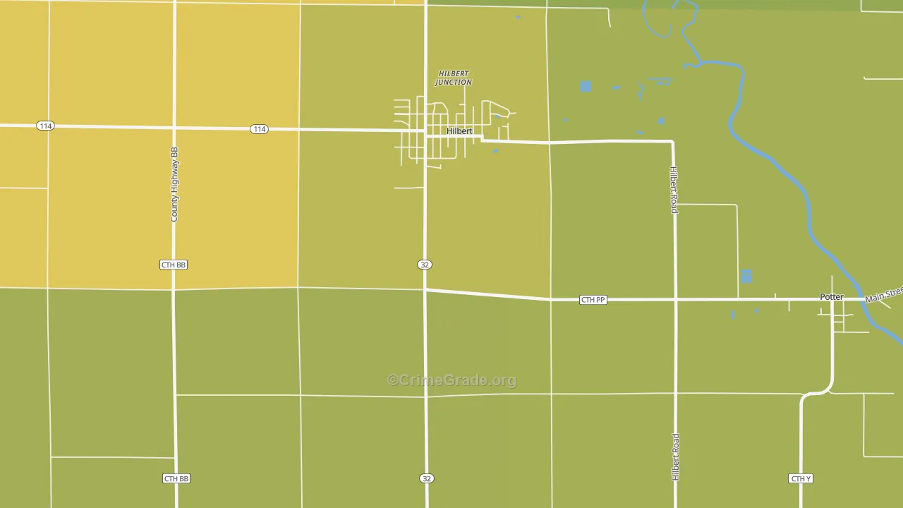 Hilbert Junction, WI Map of Robbery Rates