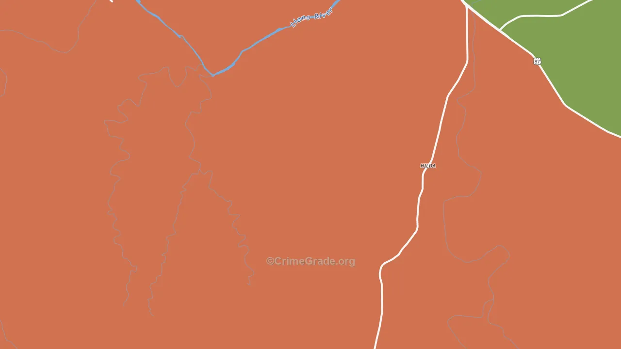Hilda, TX Map of Robbery Rates