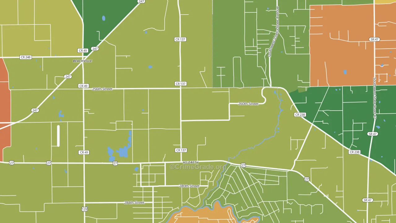 Hildreth, FL Map of Robbery Rates
