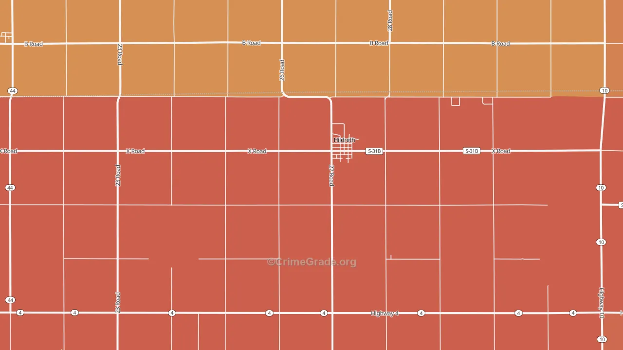 Hildreth, NE Map of Robbery Rates