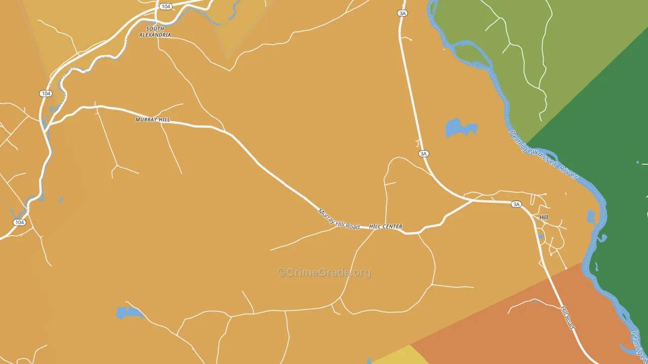 Hill Center, NH Map of Robbery Rates