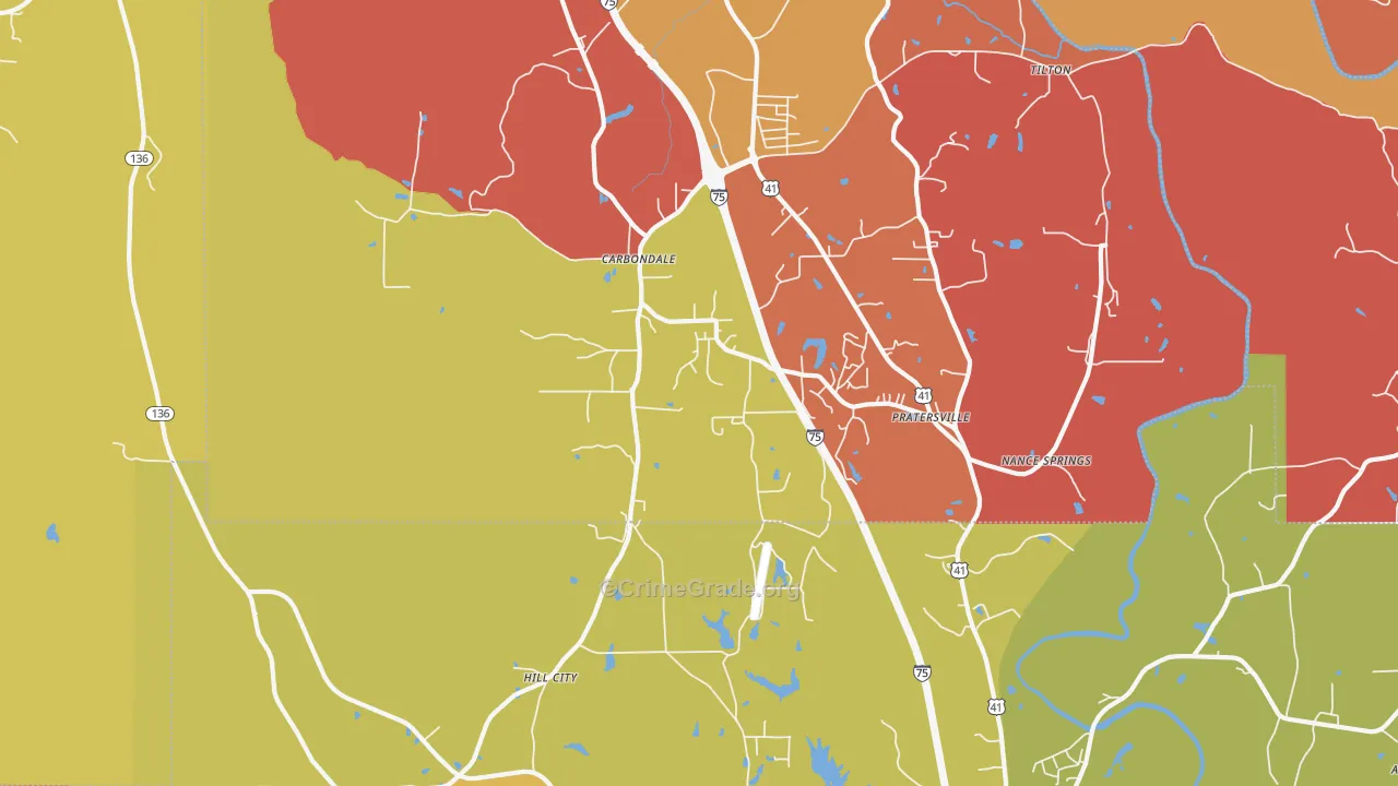 Hill City, GA Map of Robbery Rates