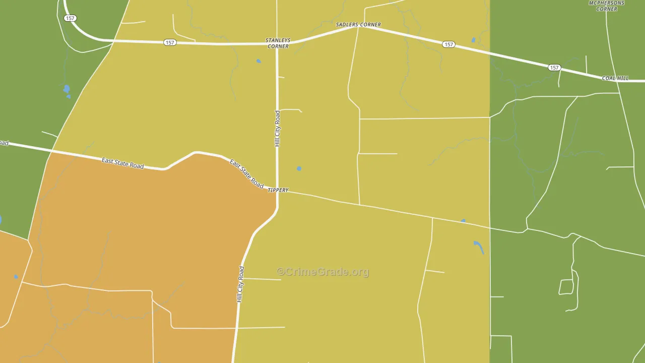Hill City, PA Map of Robbery Rates