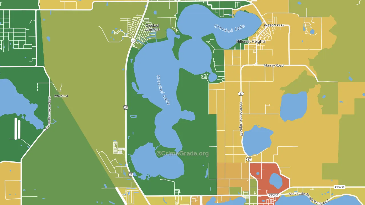 Hillcrest Heights, FL Map of Robbery Rates