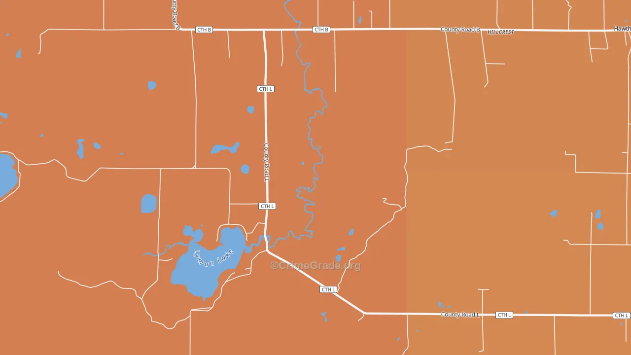 Hillcrest, WI Map of Robbery Rates