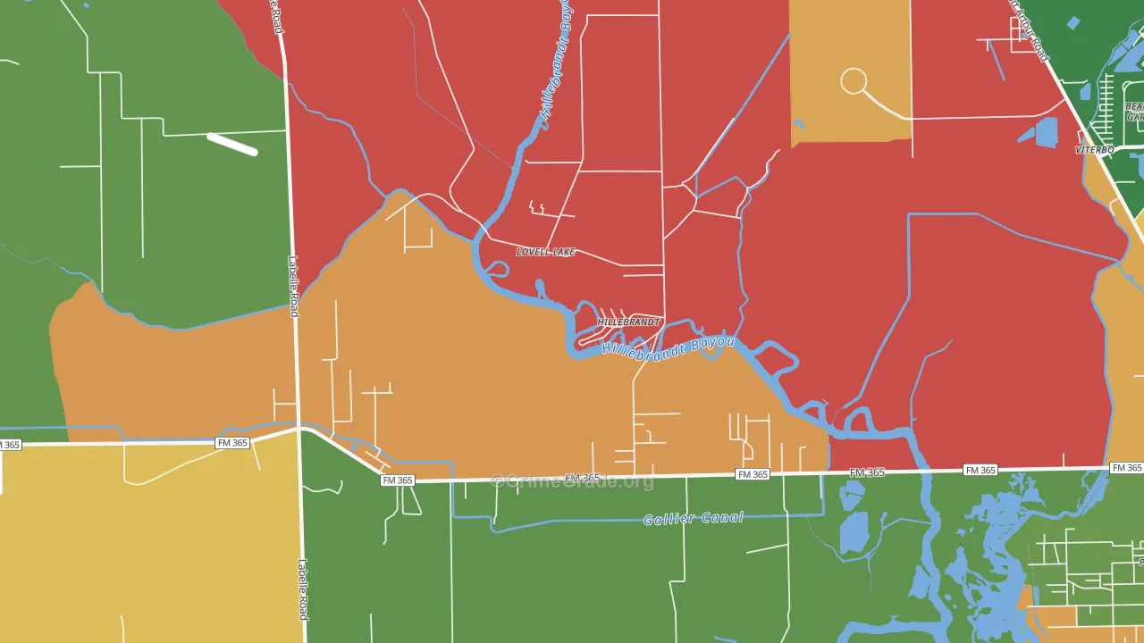 Hillebrandt, TX Map of Robbery Rates