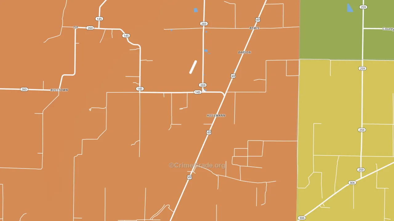 Hillemann, AR Map of Robbery Rates